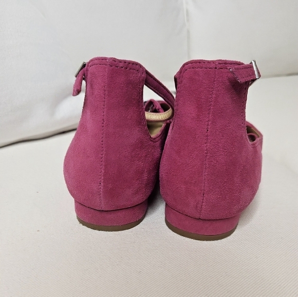 Talbots Pink Edison Kid Suede Strappy Flats - Picture 4 of 7